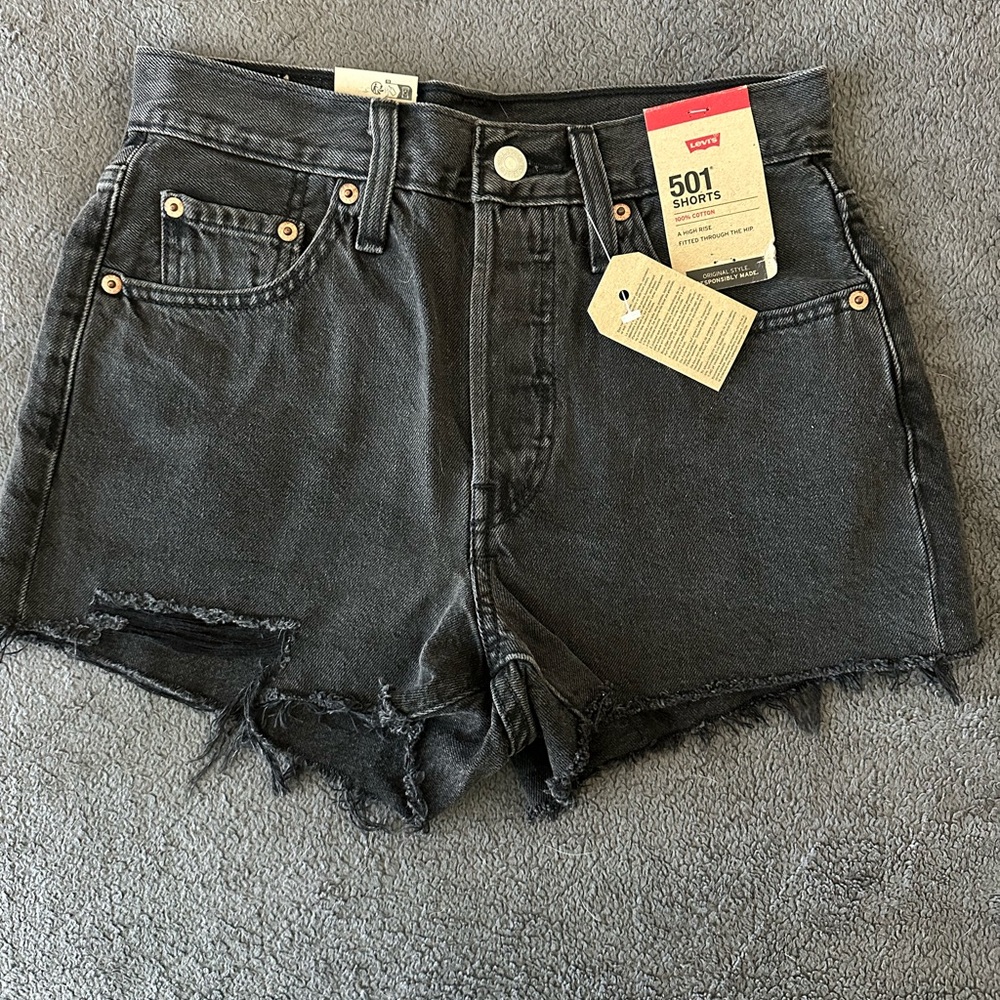 Levi's Women's Distressed Black Jean Shorts
